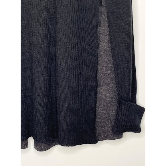 Tahari Black Gray Color Block Open Front Cardigan Wool Collared Size Large - Picture 9 of 9